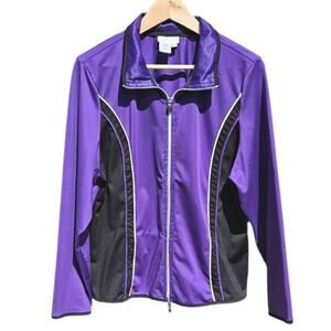 Coldwater Creek Athletic Jacket Full Zip Sporty Purple Black Women's Size XLarge